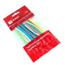 Термоусаживаемая трубка ТУТ нг 2/1 набор:7 цветов по 3шт. 100мм. EKF PROxima 10/500