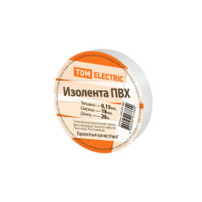 Изолента TDM ПВХ 0,15*19мм, 20м, белая 5/10/180