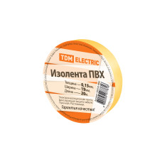 Изолента TDM ПВХ 0,15*19мм, 20м, желтая /мин.пар.5шт