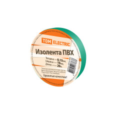 Изолента TDM ПВХ 0,15*19мм, 20м, зеленая /мин.пар.5шт