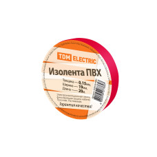 Изолента TDM ПВХ 0,15*19мм, 20м, красная /мин.пар.5шт