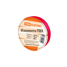 Изолента TDM ПВХ 0,13*15мм, 20м, красная /мин.пар.5шт Изолента TDM ПВХ 0,13*15мм, 20м, красная /мин.пар.5шт