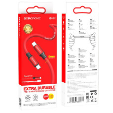 Кабель BX82 Type-C - Type-C 60W, красный, 1 метр BOROFONE 2/360