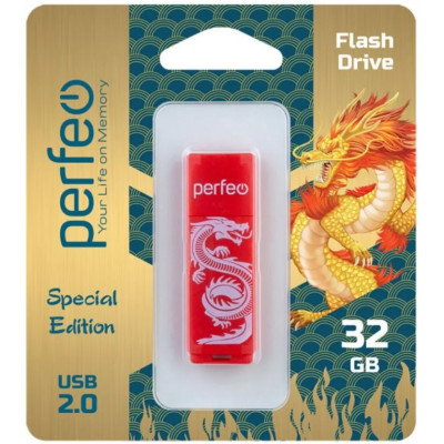 Perfeo USB флэш-диск 32GB C04 Red Dragon 10/100