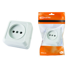 Розетка TDM открытой установки 2П IP20 10A (керамика), белая "Ладога" /мин.пар.5шт