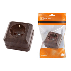 Розетка TDM открытой установки 2П+З IP20 16А 250В (керамика), бук "Ладога" 10/200 Розетка TDM открытой установки 2П+З IP20 16А 250В (керамика), бук "Ладога" 10/200