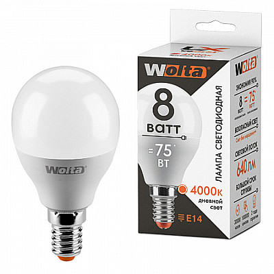 WOLTA Лампа светодиодная LX G45 8Вт 640лм Е14 4000К 1/50