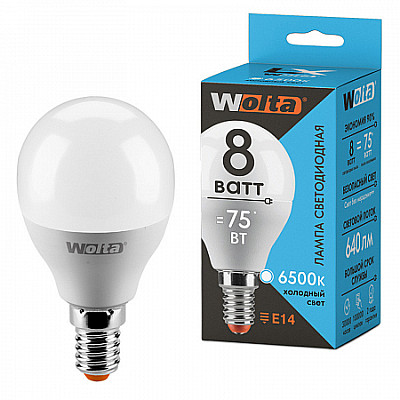 WOLTA Лампа светодиодная LX G45 8Вт 640лм Е14 6500К 1/5