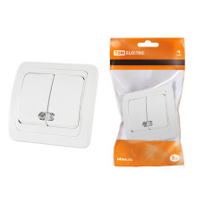 Выключатель TDM 2-кл., с подсветкой 10А, белый "Валдай" /мин.пар.5шт