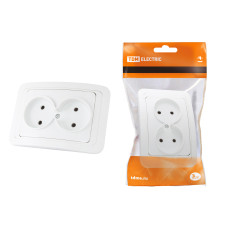 Розетка TDM двойная 2П 10А, белая "Валдай" /мин.пар.2шт