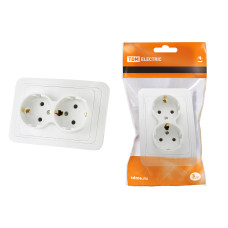 Розетка TDM двойная 2П+3 16А, белая "Валдай" /мин.пар.2шт Розетка TDM двойная 2П+3 16А, белая "Валдай" /мин.пар.2шт