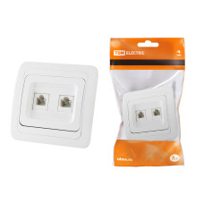 Розетка TDM RJ-45 + TФ (RJ-11)  компьютерная, белая "Валдай" 10/100