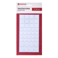 Протекторы защитные из фетра белые, в ассортименте Ø 20mm, Ø27mm, 24*24mm, "VORTEX" /30