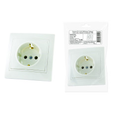 Розетка TDM 2П+З 16А 250В, белая "Таймыр" (пром. упак., бакелит. основание) /мин.пар.2шт