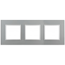 Рамка на 3 поста, стекло, Эра Elegance, 14-5103-03 ЭРА алюминий+алюм 5/50 ЦЕНА▼