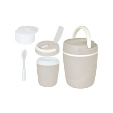 Термос-контейнер T85100 1л, пластиковый, доп. контейнер 0.4л, ложка в компл,горлышко 11см,сер 1/24