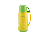 Термос FIALA 0.45л, пластиковый со стеклянной колбой, чашка в комплекте, горл. 3 см, желто-зеленый