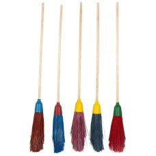 Метла "Краса" круглая на дер.черенке, наборная 3 кольца, волокна цветные Метла "Краса" круглая на дер.черенке, наборная 3 кольца, волокна цветные