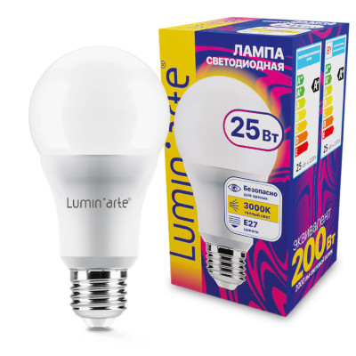 LUMIN'ARTE Лампа светодиодная  LSTD-A65 25Вт 3000K E27 10/100