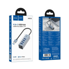 Конвертер HB1B 4-в-1 (USB - USB30*4) металлический серый hoco