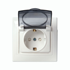 Розетка TDM 2П+З с защ. шт. и крышкой 16А 250В IP44, белая "Таймыр"/мин.пар.2шт Розетка TDM 2П+З с защ. шт. и крышкой 16А 250В IP44, белая "Таймыр"/мин.пар.2шт