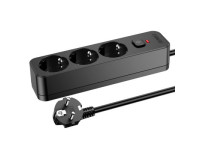 Cетевой фильтр Perfeo "REAL HOME" 3,0м, 3 розетки, 16А, 3500 Вт, тройная защита, черный /30