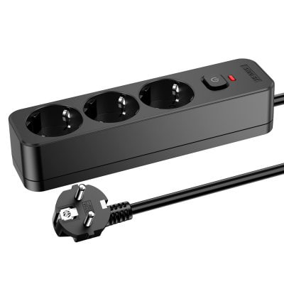 Cетевой фильтр Perfeo "REAL HOME" 3,0м, 3 розетки, 16А, 3500 Вт, тройная защита, черный /30