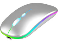 Perfeo мышь беспр. "LUX", 4 кн, подкл 2.4G+BT, аккум 500mAh, type-C, подсв, бесшумн, 1600DPI, сереб