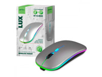Perfeo мышь беспр. "LUX", 4 кн, подкл 2.4G+BT, аккум 500mAh, type-C, подсв, бесшумн, 1600DPI, серый