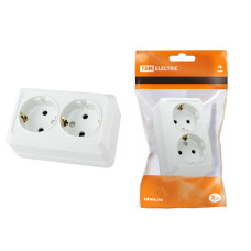 Розетка TDM открытой установки, двойная, 2П+3 IP20 16A, белая "Ладога" 10/200 Розетка TDM открытой установки, двойная, 2П+3 IP20 16A, белая "Ладога" 10/200