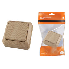 Выключатель TDM открытой установки, 1-кл. IP20 10А, сосна "Ладога" 10/200