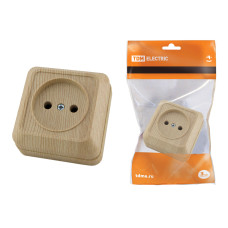 Розетка TDM открытой установки 2П IP20 10А, сосна"Ладога" 10/200