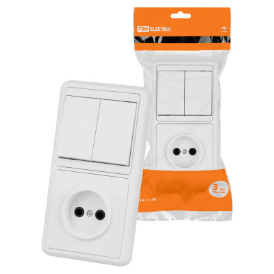 Блок комбинированный БКВР 2-х кл. выкл + розетка TDM