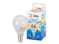 ЭРА Лампа светодиодная QX LED-6,6 Ват-P45-2700K-E14 (арт.P45-9W-827-E14) 2/10/100