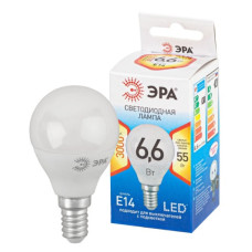 ЭРА Лампа светодиодная QX LED-6,6 Ват-P45-2700K-E14 (арт.P45-9W-827-E14) /мин.пар.10шт