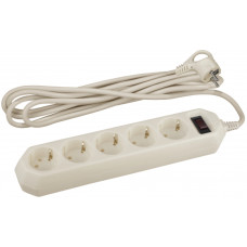 Сетевой фильтр ЭРА USF-5es-3m-I (слоновая кость) 5гн, 3м, 3х0.75мм2, с заземл., с выкл., /20