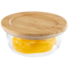 Контейнер BAMBU, объем: 400 мл, из жаропрочного стекла с крышкой из бамбука, круглый 1/24 Контейнер BAMBU, объем: 400 мл, из жаропрочного стекла с крышкой из бамбука, круглый 1/24