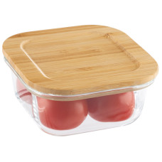 Контейнер BAMBU, объем: 500 мл, из жаропрочного стекла с крышкой из бамбука, квадратный 1/24 Контейнер BAMBU, объем: 500 мл, из жаропрочного стекла с крышкой из бамбука, квадратный 1/24