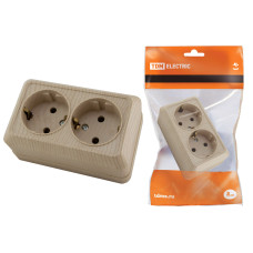 Розетка TDM открытой установки, двойная 2П+З IP20 16А, сосна "Ладога" 10/100 Розетка TDM открытой установки, двойная 2П+З IP20 16А, сосна "Ладога" 10/100