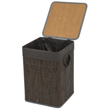 Корзина бамбуковая с ручками по бокам и откидной крышкой BLB-08-G, размер: 35*35*50см цвет серый Корзина бамбуковая с ручками по бокам и откидной крышкой BLB-08-G, размер: 35*35*50см цвет серый