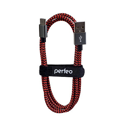 PERFEO Кабель USB2.0 A вилка - USB Type-C вилка, черно-красный, длина 3 м. (U4902) /50