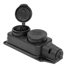 Розеточная колодка двухместная EKF PROxima 230В 2P+PE 16A IP44, с защит. крышками, каучуковая 1/72 Розеточная колодка двухместная EKF PROxima 230В 2P+PE 16A IP44, с защит. крышками, каучуковая 1/72