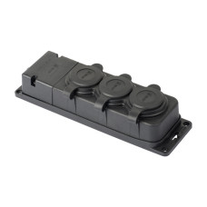 Розеточная колодка трехместная EKF PROxima 230В 2P+PE 16A IP44, с защит. крышками, каучуковая 12/84