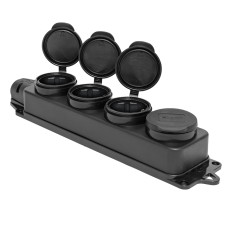 Розеточная колодка четырехместная EKF PROxima 230В 2P+PE 16A IP44, с защ. крышками, каучуковая 1/30 Розеточная колодка четырехместная EKF PROxima 230В 2P+PE 16A IP44, с защ. крышками, каучуковая 1/30