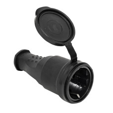 Розетка переносная EKF Basic 230В 2P+PE 16A IP44, с защитной крышкой, каучуковая  15/150