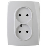 Розетка 2X2P, 16АХ-250В, Эра12, 12-2107-01 ЭРА белый 10/100