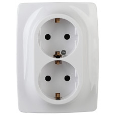 Розетка 2X2P+E Schuko, 16АХ-250В, Эра12, 12-2106-01 ЭРА белый 10/100