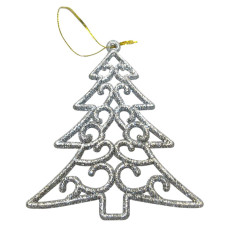 Украшение декоративное "Елка" (подвесное) размер: 9,6*8,5см цвет: серебро/500 Украшение декоративное "Елка" (подвесное) размер: 9,6*8,5см цвет: серебро/500