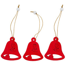 Украшение декоративное "Колокол" (3шт) материал: дерево, пеньковая веревка размер: 7*6см