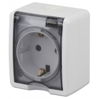 Розетка 2P+E IP54, шторки, 16АХ-250В, ОУ, Эра Эксперт, 11-2402-01 ЭРА белый 16/160